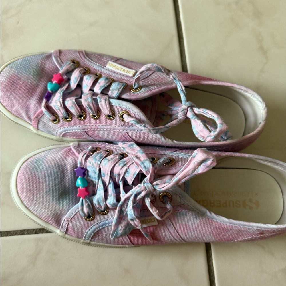 LoveShackFancy x Superga Pink Tie-Dye Canvas Sneakers